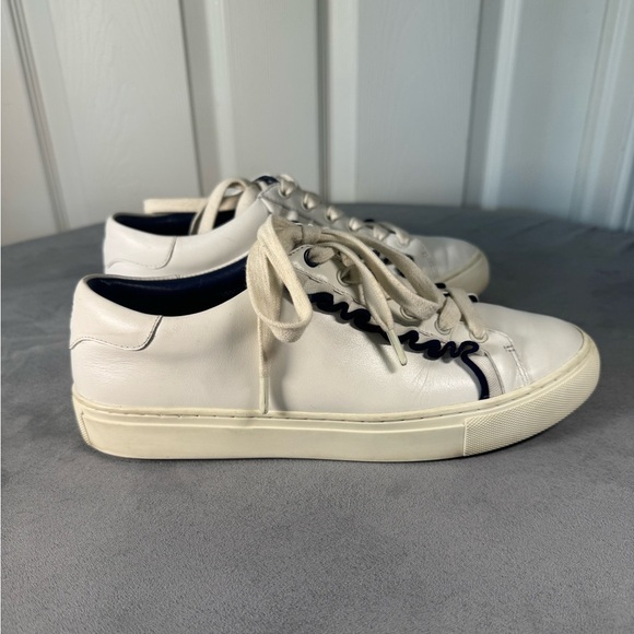 Tory Sport Ruffle White Leather Sneaker Low Top Lace Up Womens Size 9 - Picture 10 of 10